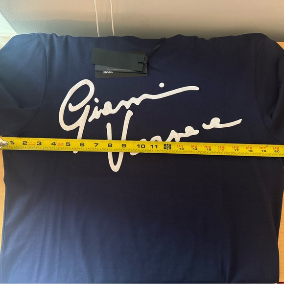 ๐๐ค NWT! Versace Dark Blue Tee with White Logo - Picture 9 of 10